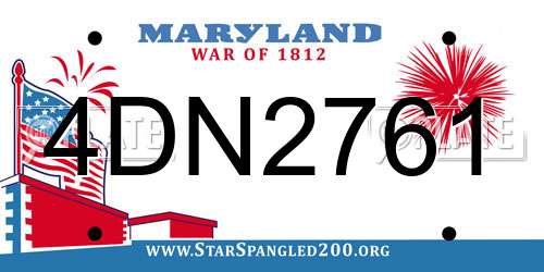 4DN2761 Maryland License Plate
