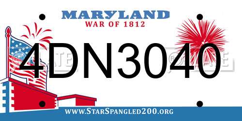 4DN3040 Maryland License Plate