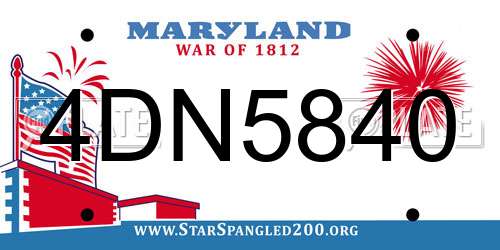 4DN5840 Maryland License Plate