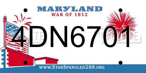 4DN6701 Maryland License Plate