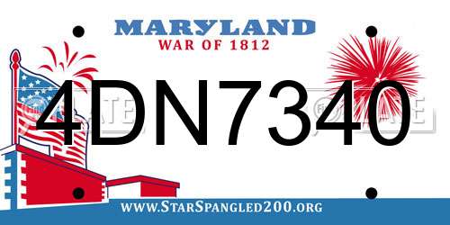 4DN7340 Maryland License Plate