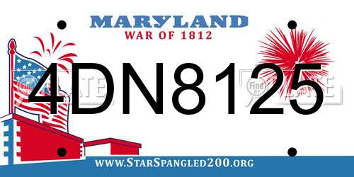 4DN8125 Maryland License Plate
