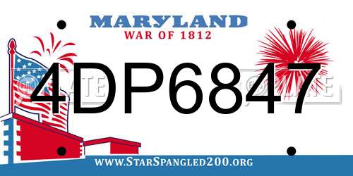 4DP6847 Maryland License Plate