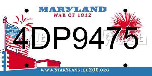4DP9475 Maryland License Plate