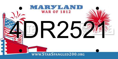 4DR2521 Maryland License Plate