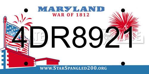 4DR8921 Maryland License Plate