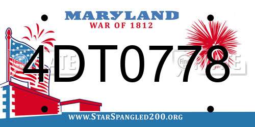 4DT0778 Maryland License Plate