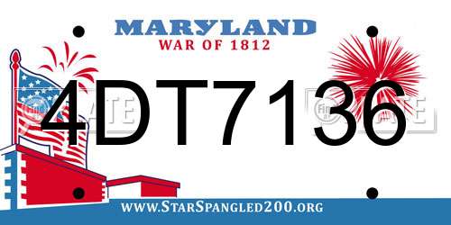 4DT7136 Maryland License Plate