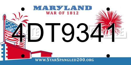4DT9341 Maryland License Plate