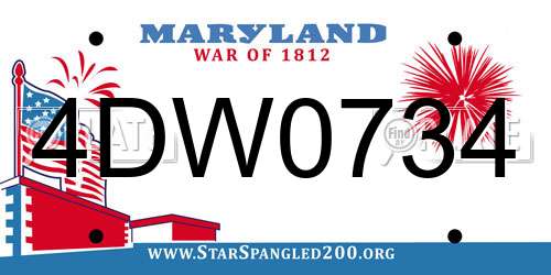 4DW0734 Maryland License Plate