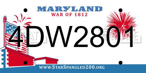 4DW2801 Maryland License Plate