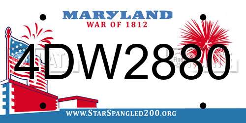 4DW2880 Maryland License Plate