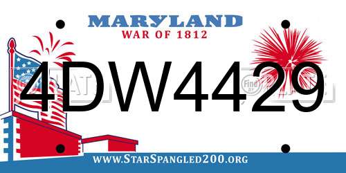 4DW4429 Maryland License Plate