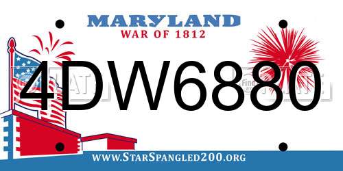 4DW6880 Maryland License Plate