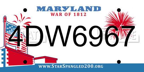 4DW6967 Maryland License Plate