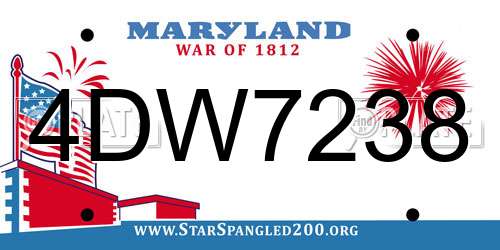 4DW7238 Maryland License Plate