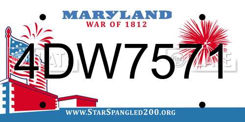 4DW7571 Maryland License Plate