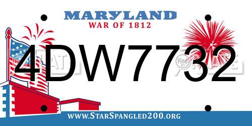 4DW7732 Maryland License Plate