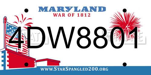 4DW8801 Maryland License Plate