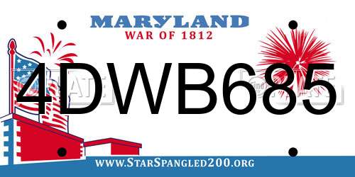 4DWB685 Maryland License Plate