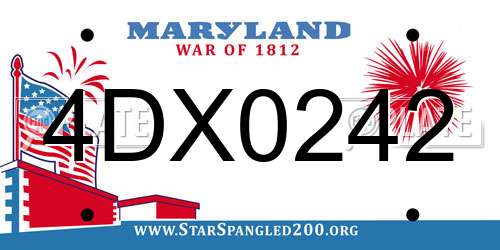 4DX0242 Maryland License Plate