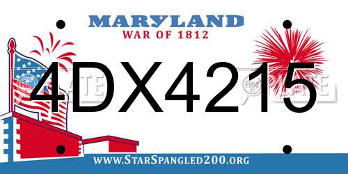 4DX4215 Maryland License Plate