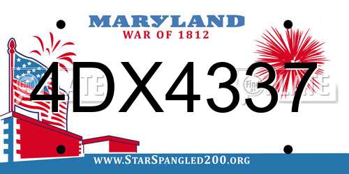 4DX4337 Maryland License Plate