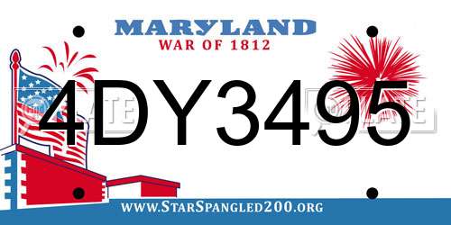 4DY3495 Maryland License Plate