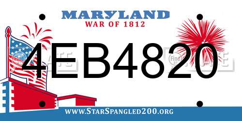 4EB4820 Maryland License Plate