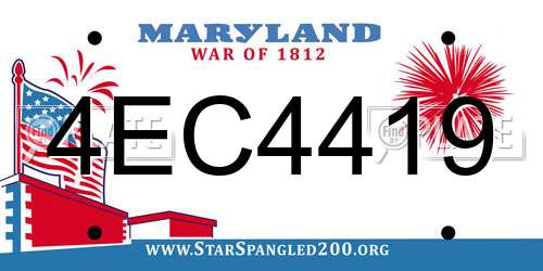 4EC4419 Maryland License Plate