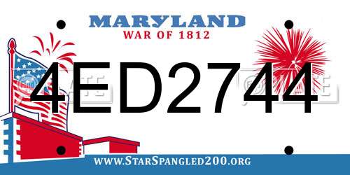 4ED2744 Maryland License Plate