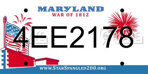 4EE2178 Maryland License Plate