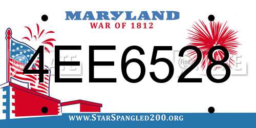 4EE6528 Maryland License Plate