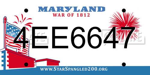 4EE6647 Maryland License Plate