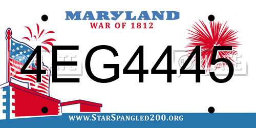 4EG4445 Maryland License Plate