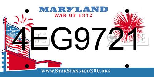 4EG9721 Maryland License Plate