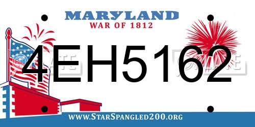 4EH5162 Maryland License Plate