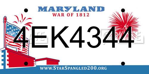 4EK4344 Maryland License Plate