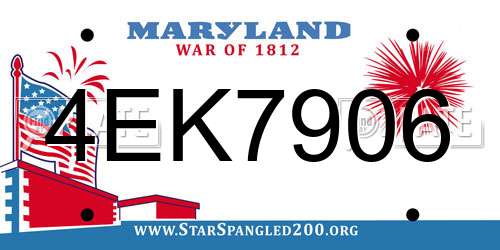 4EK7906 Maryland License Plate