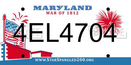 4EL4704 Maryland License Plate