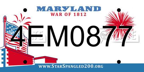 4EM0877 Maryland License Plate