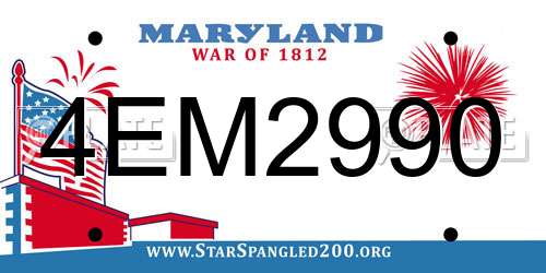 4EM2990 Maryland License Plate