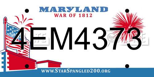4EM4373 Maryland License Plate