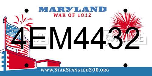 4EM4432 Maryland License Plate