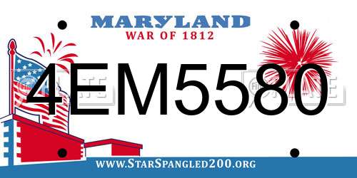 4EM5580 Maryland License Plate