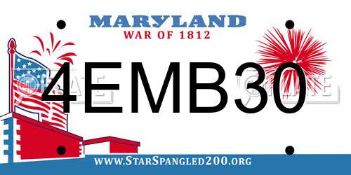 4EMB30 Maryland License Plate