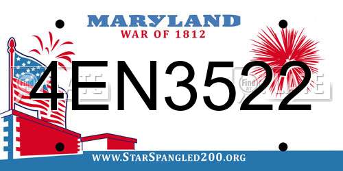 4EN3522 Maryland License Plate