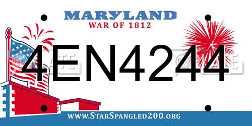 4EN4244 Maryland License Plate