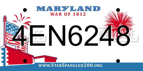 4EN6248 Maryland License Plate