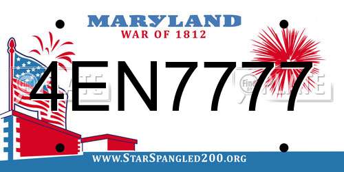 4EN7777 Maryland License Plate